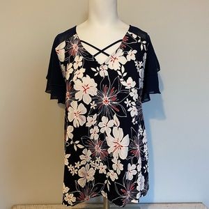 Womens Size Small Flower Print Blouse
